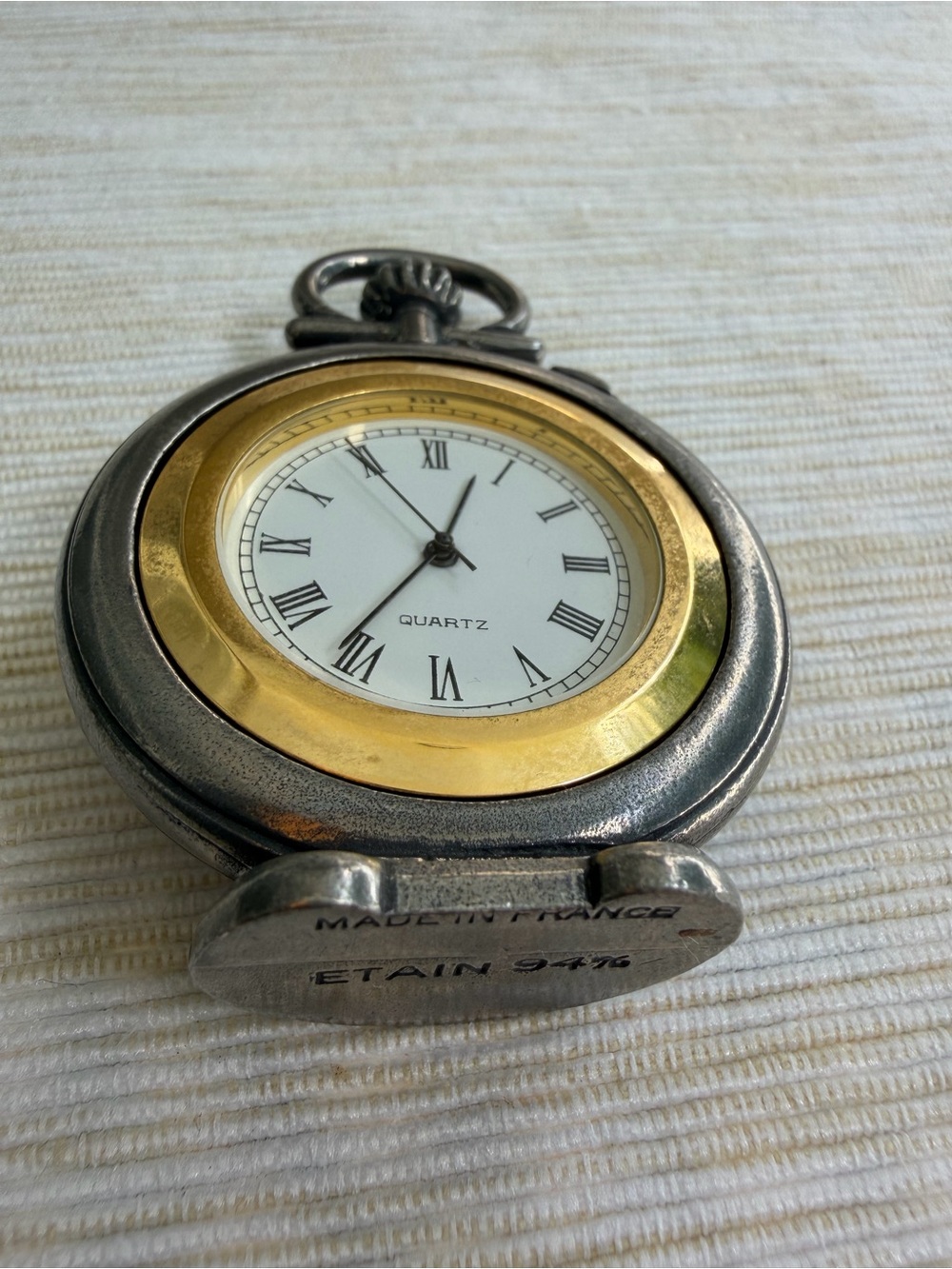 Vintage Pewter Miniature Table Clock 94% Étain Dancing Woman Made in France - Picture 3 of 10